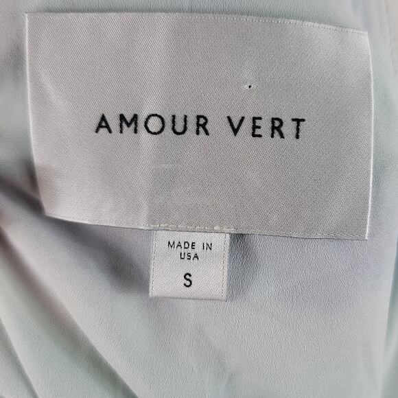 Amour Vert 100% Silk Watercolor Blue/Green Dress Small - Picture 6 of 6